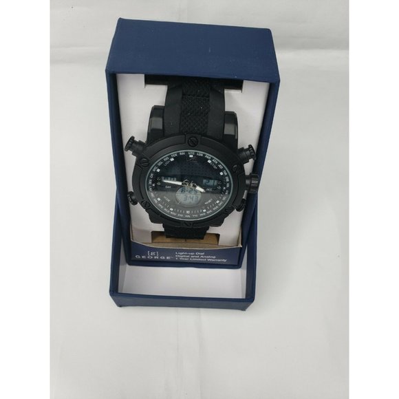 Exclusive Midnight Black Analog/Digital George Designer Rare Light Up Dial Watch - Picture 9 of 12